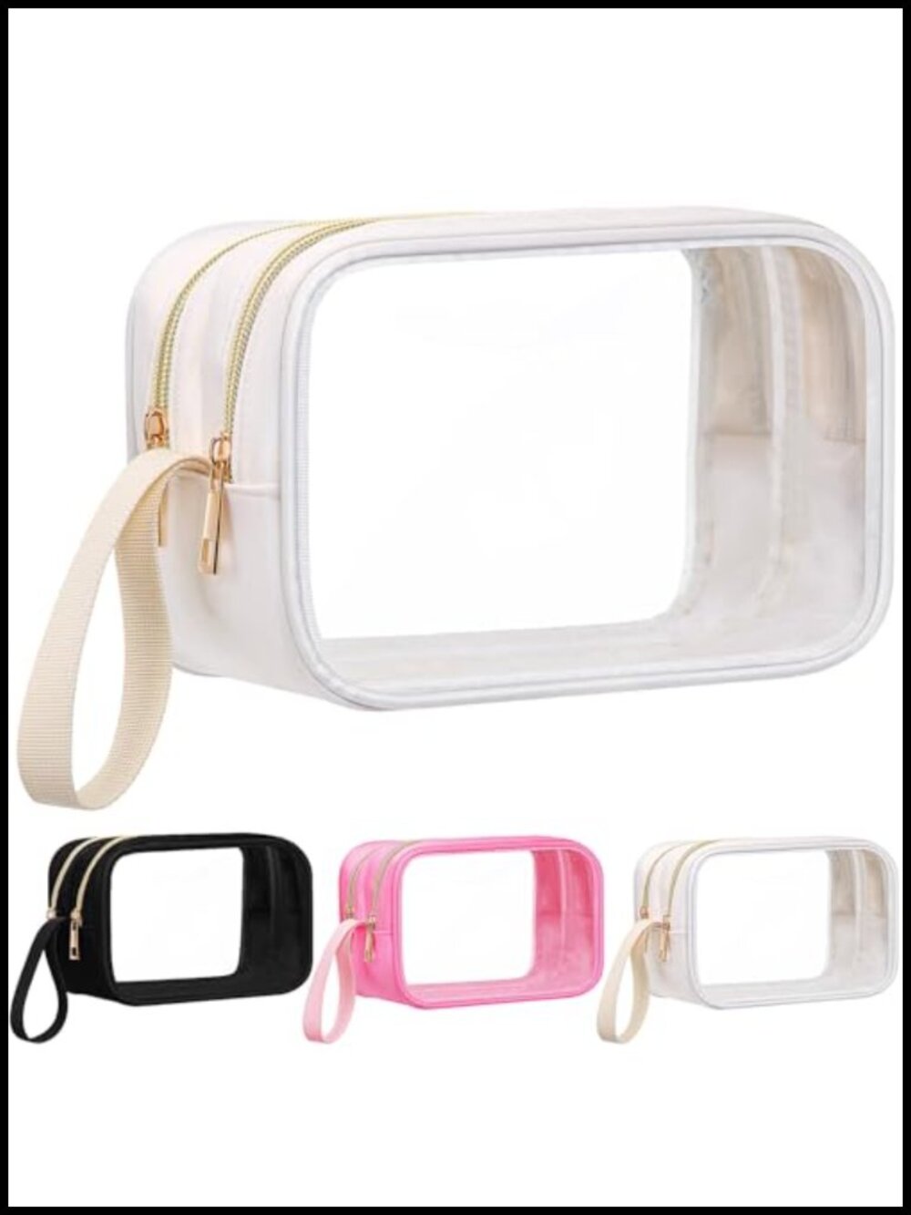 Clear Makeup Bag Double Layer Sided Cosmetic Bag Waterproof Travel Toiletry